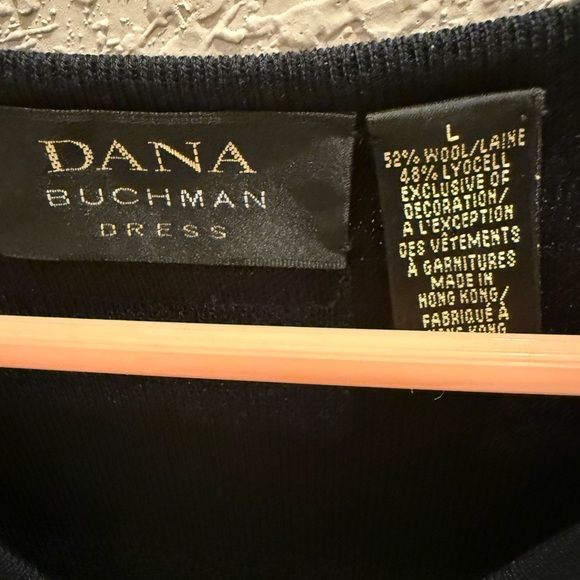 Dana Buchman Black Wool Blend Sleeveless Varsity Style Dress Size Large - Picture 3 of 3